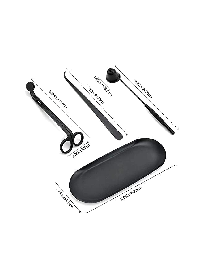 The Bros Candle Accessory Set 4 in 1, Candle Wick Trimmer,Candle Wick Snuffer,Candle Wick Dipper,Storage Tray,Great Elegant Gifts for Candle & Aromatherapy Lovers (Black) - Image 2