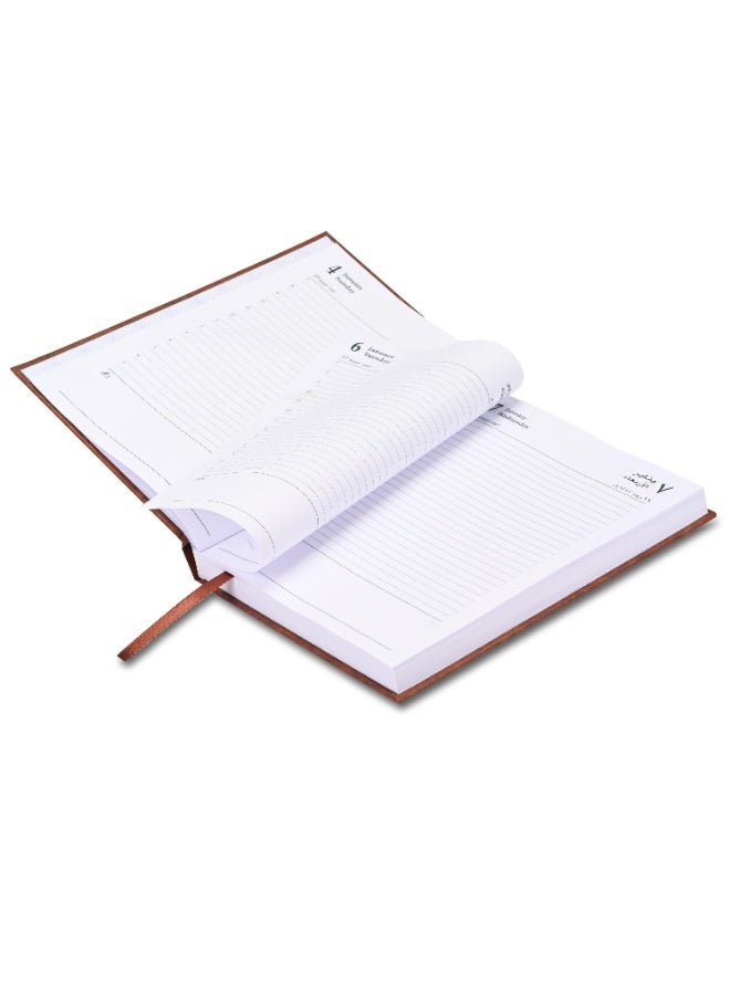 FIS 2026 Diary, A5 Size(148x210mm), Hard Cover Vinyl Materials, Arabic/English, 60gsm White Paper, Brown Color - FSDI21AE26BR - Image 4