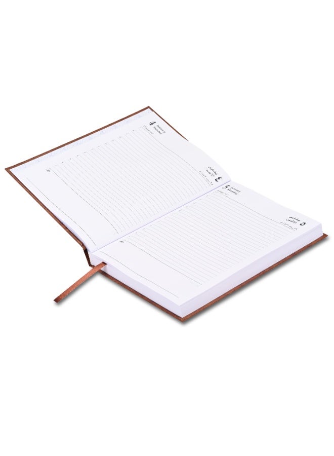 FIS 2026 Diary, A5 Size(148x210mm), Hard Cover Vinyl Materials, Arabic/English, 60gsm White Paper, Brown Color - FSDI21AE26BR - Image 3