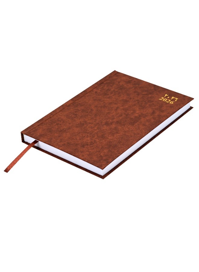 FIS 2026 Diary, A5 Size(148x210mm), Hard Cover Vinyl Materials, Arabic/English, 60gsm White Paper, Brown Color - FSDI21AE26BR - Image 1