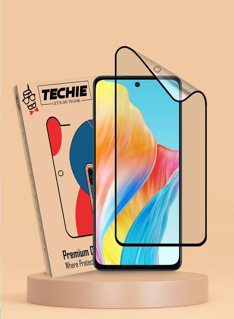 Techie غشاء واقي شاشة سيراميكي غير لامع 9D لهاتف Oppo A58 - ملمس ناعم ومضاد لبصمات الأصابع وخالٍ من الفقاعات - Image 1