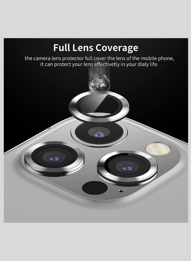 Camera Lens Protector.9h Glass Individual Ring  For iPhone 13 Pro / SILVER - Image 2