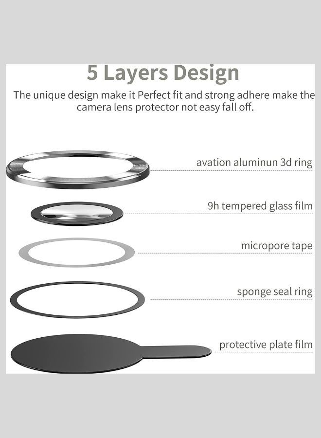Camera Lens Protector.9h Glass Individual Ring  For iPhone 13 Pro / SILVER - Image 5