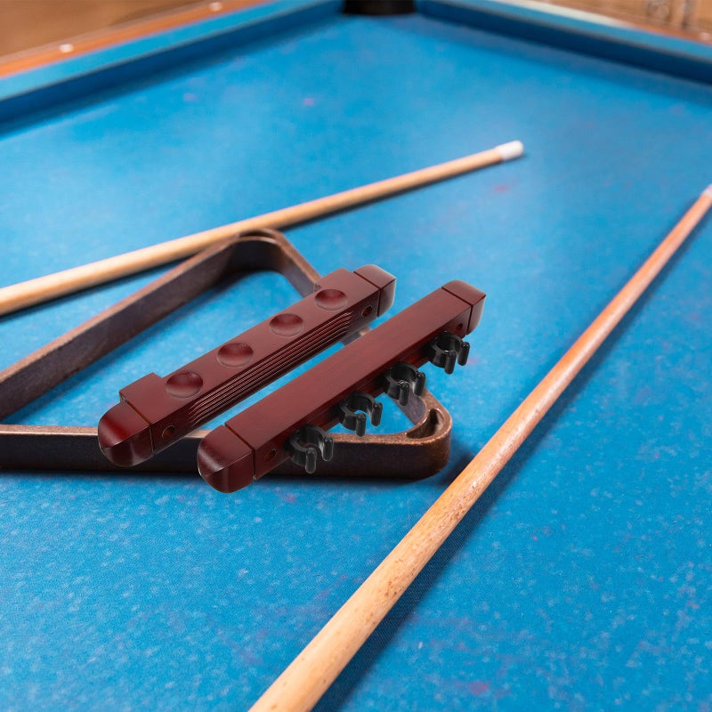 Wooden Pool Cue Rack Wall Mount Set Of 2 Burgundy 4 Hole Cue Organizer For Billiard Room Storage - Image 4