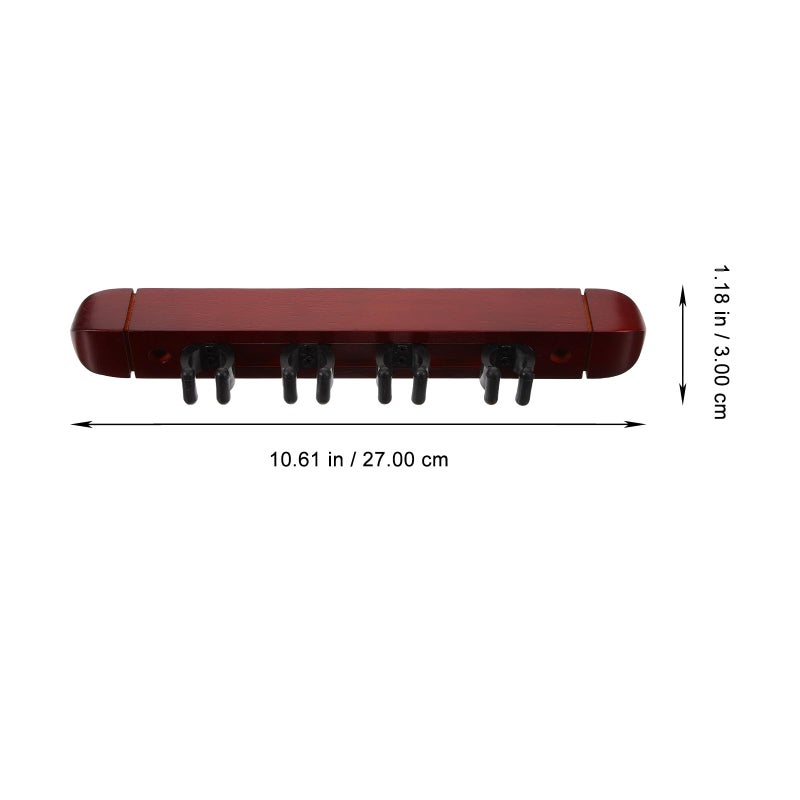 Wooden Pool Cue Rack Wall Mount Set Of 2 Burgundy 4 Hole Cue Organizer For Billiard Room Storage - Image 3