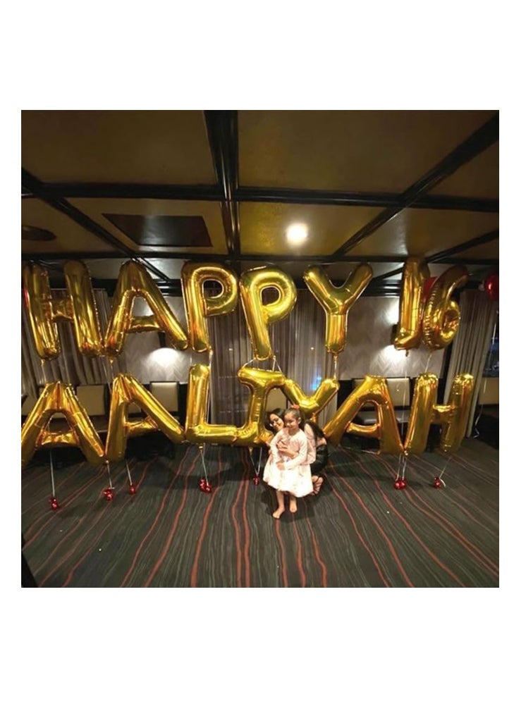 بارتي ويذ إيما بالونات الحرف الذهبي من الألف إلى الياء 32 بوصة بالونات الأبجدية الكبيرة الذهب رقائق الهيليوم رسالة بالون راية لحفل عيد ميلاد الذكرى السنوية زفاف الزفاف (Gold-J) - Image 3