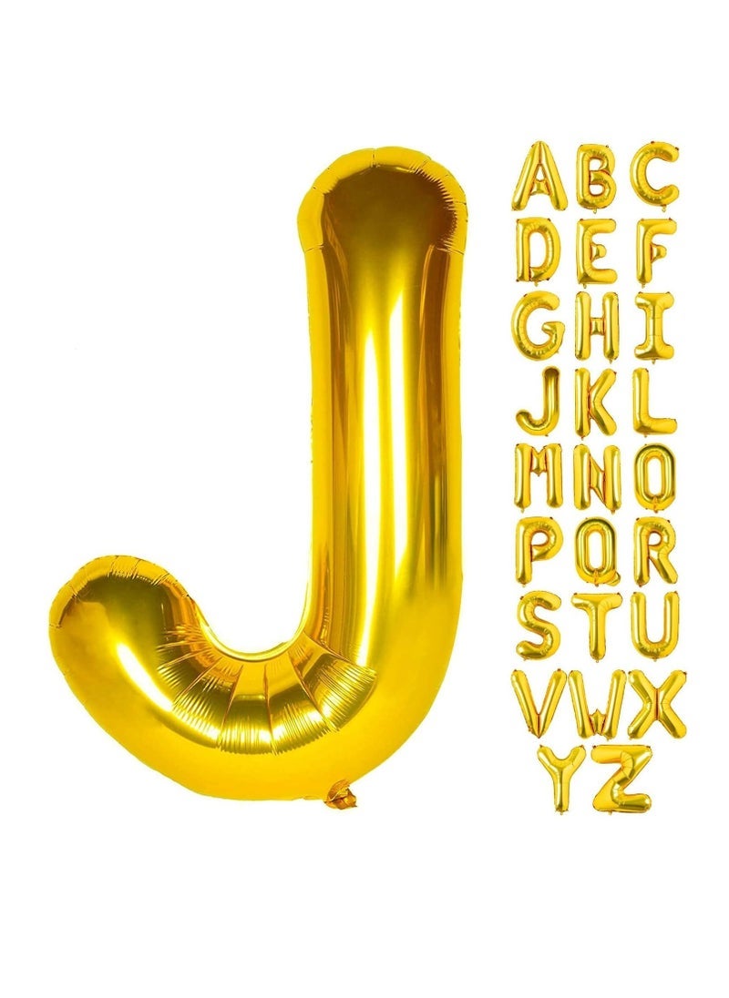 بارتي ويذ إيما بالونات الحرف الذهبي من الألف إلى الياء 32 بوصة بالونات الأبجدية الكبيرة الذهب رقائق الهيليوم رسالة بالون راية لحفل عيد ميلاد الذكرى السنوية زفاف الزفاف (Gold-J) - Image 1