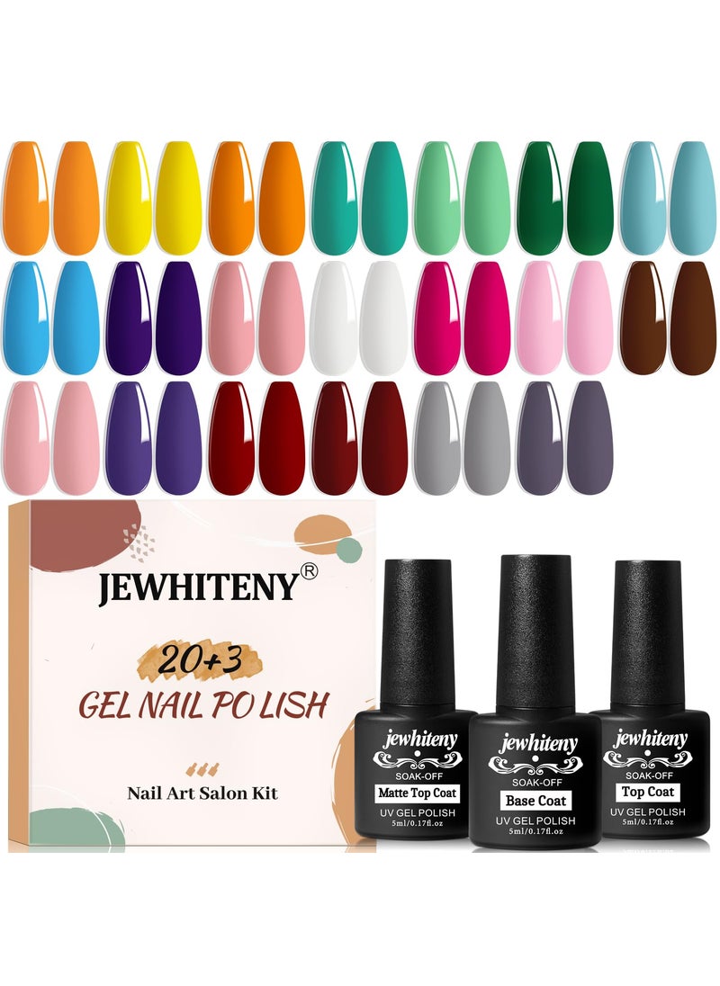 JEWHITENY - JEWHITENY 23PCS Gel Nail Polish Set 20 Translucent Nail Polish Jelly Color Natural and Elegant Long Lasting Suitable for Salon and Home - Image 1