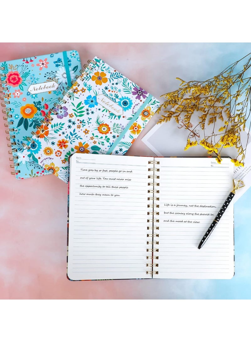 SOLARAE Spiral Notebook Journal for Women Hardcover Spiral Journal Lovely Blooming Floral Back Pocket Paper for Gifts Work Office and School Home Business Supplies A5 3 Pack - Image 2