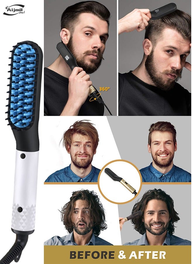 general Men's Portable Hair Straightening Comb, 170-190°C Adjustable Temperature, Ceramic Heating Plate, PTC Material, Wet  Dry Use, Fast Styling - Image 5