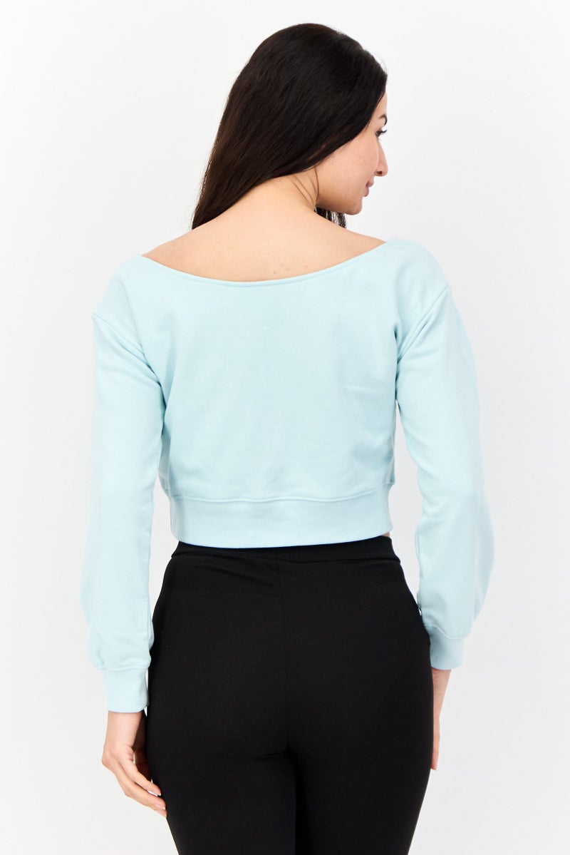 Women Sportswear Fit Long Sleeve Outdoor Top, Turquoise