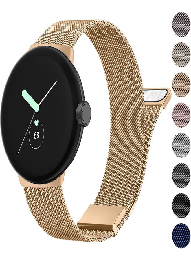 Meliya Metal Band for Google Pixel Watch 3 41mm / Pixel Watch 2 Band / Pixel Watch Bands for Women Men, Stainless Steel Mesh Loop Adjustable Wristband Replacement Strap for Google Pixel Watch 3 41mm/Pixel Watch 2/Pixel Watch - Image 1