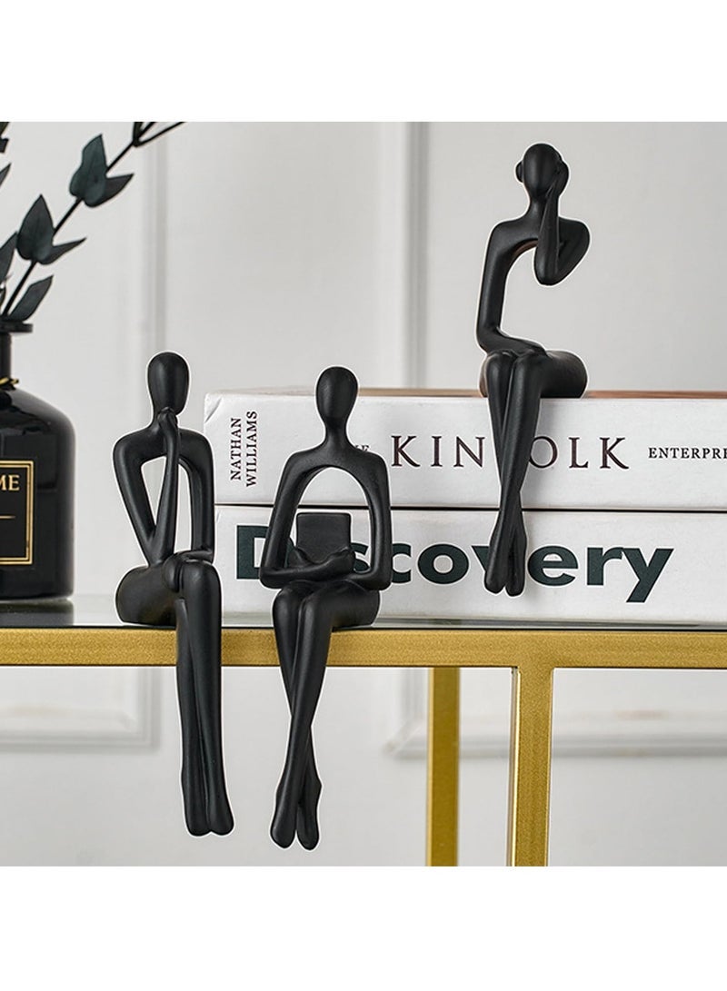D&L Set Of 3 Pcs Abstract Thinker Art Statue Ornaments Abstract Decor Sculptures Resin Statue Modern Decorative Objects Desk Decor Small Shelf Decor Figurines Home Decorations For Living Room - Image 2