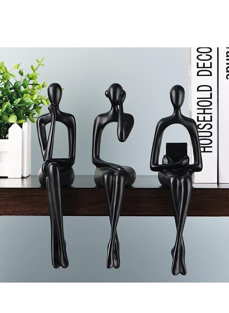 D&L Set Of 3 Pcs Abstract Thinker Art Statue Ornaments Abstract Decor Sculptures Resin Statue Modern Decorative Objects Desk Decor Small Shelf Decor Figurines Home Decorations For Living Room - Image 4