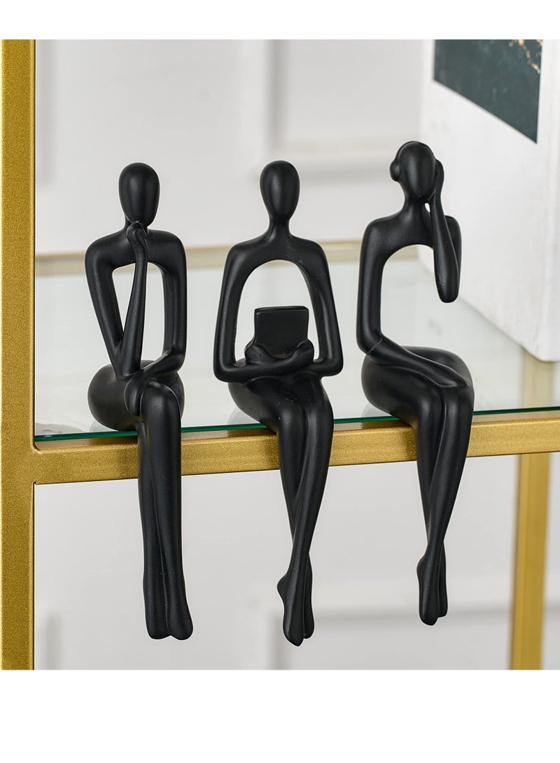 D&L Set Of 3 Pcs Abstract Thinker Art Statue Ornaments Abstract Decor Sculptures Resin Statue Modern Decorative Objects Desk Decor Small Shelf Decor Figurines Home Decorations For Living Room - Image 5