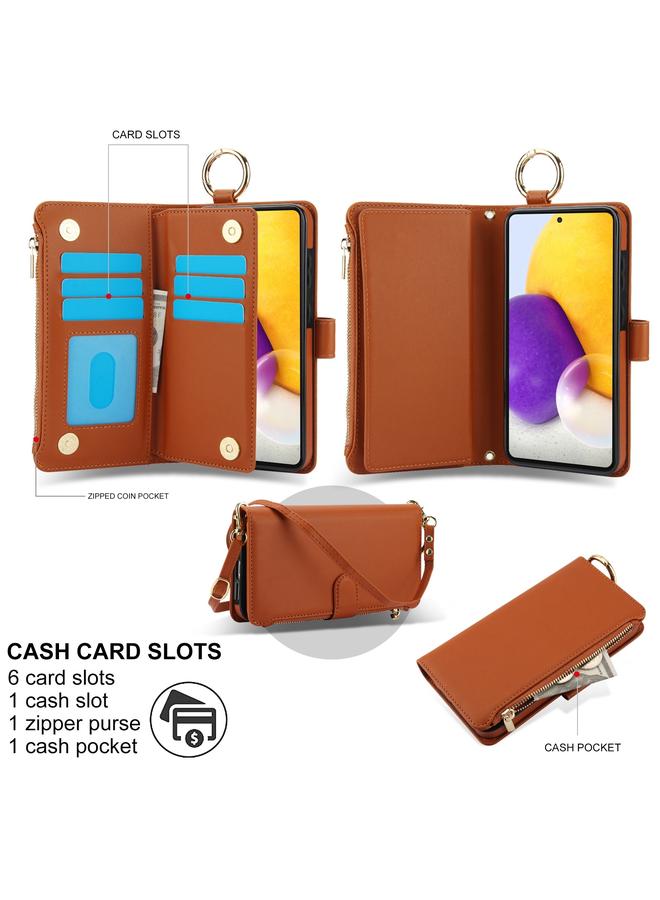 اس-توب جراب لهاتف Samsung Galaxy A72 4G / 5G، جراب جلدي متعدد الوظائف مع حلقة كروس بودي - Image 2