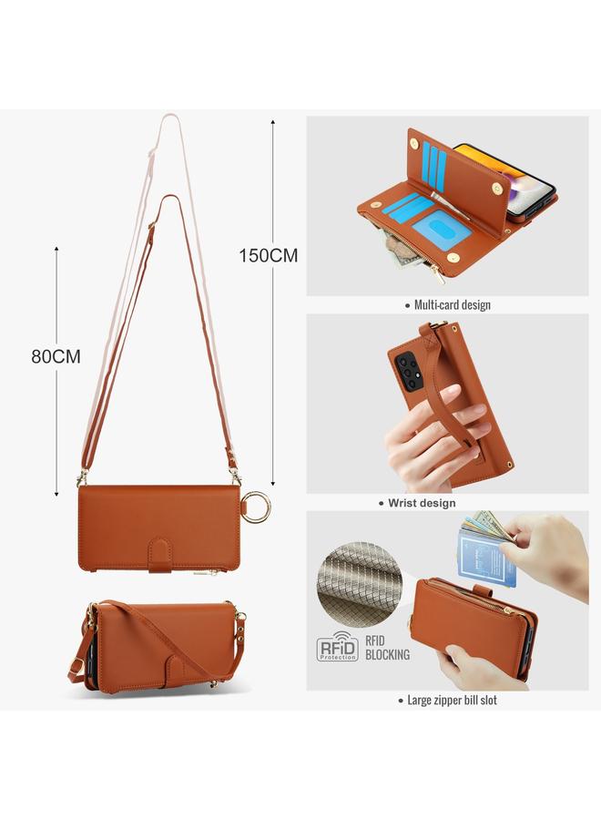 اس-توب جراب لهاتف Samsung Galaxy A72 4G / 5G، جراب جلدي متعدد الوظائف مع حلقة كروس بودي - Image 3