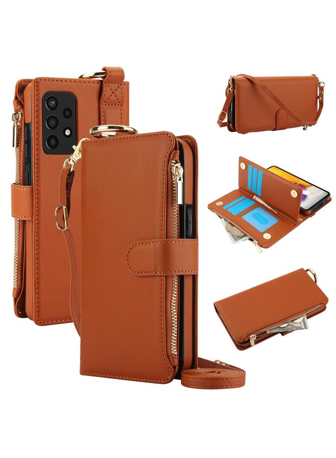 اس-توب جراب لهاتف Samsung Galaxy A72 4G / 5G، جراب جلدي متعدد الوظائف مع حلقة كروس بودي - Image 1