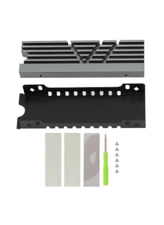 Thoraya M.2 NVME 2280 SSD Heatsink Support Single Double Sided Cooling SSD Heatsink with Thermal Silicone Pads for PC for PS5 for PS5 Slim Gray  - Image 1