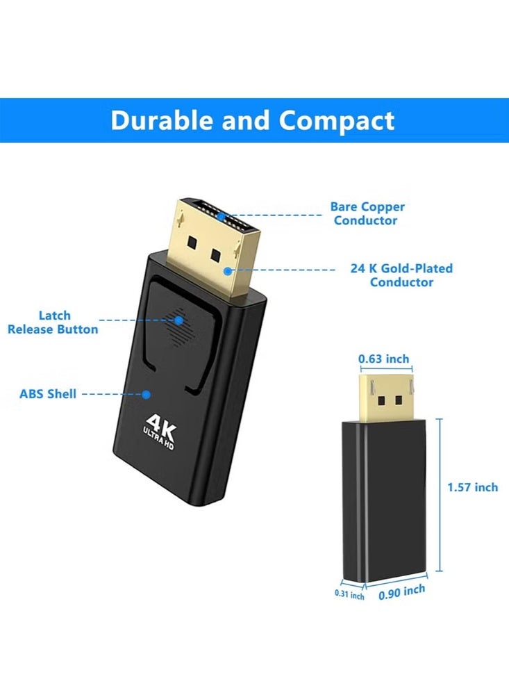 4K DisplayPort to HDMI Adapter, 2 Pack Uni-Directional DP PC to HDMI Monitor Converter, 4K Ultra HD DP Display Port to HDMI Adapter(Male to Female), Compatible for Lenovo Dell HP and Other Brand (Bl - Image 4