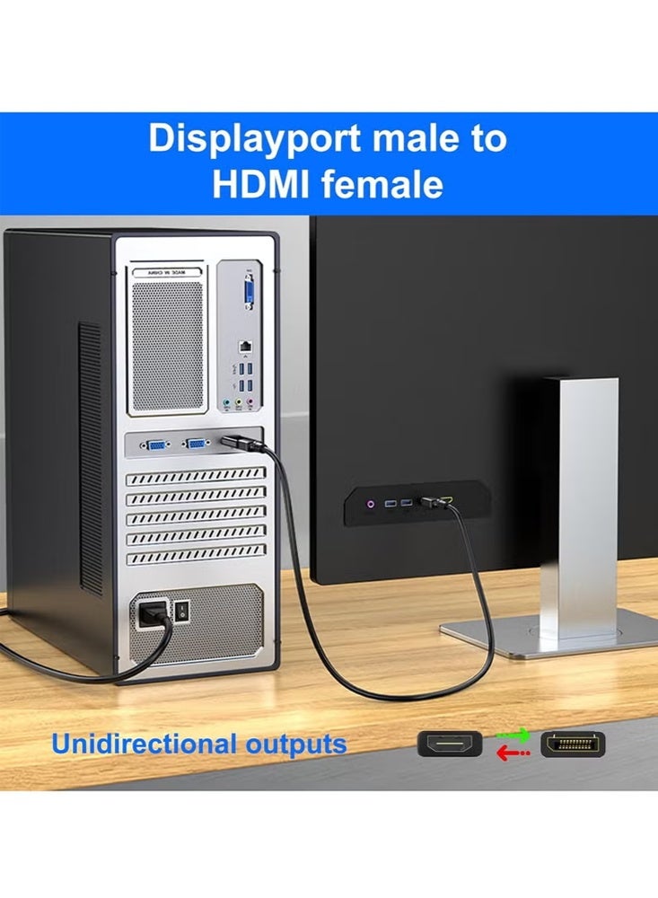 4K DisplayPort to HDMI Adapter, 2 Pack Uni-Directional DP PC to HDMI Monitor Converter, 4K Ultra HD DP Display Port to HDMI Adapter(Male to Female), Compatible for Lenovo Dell HP and Other Brand (Bl - Image 5