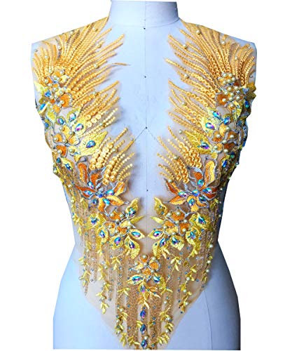 Zbroh 4colour Handmade Rhinestones Lace Applique Crystal Trimming Patches 60 * 33cm for Dress Accessory - Image 1