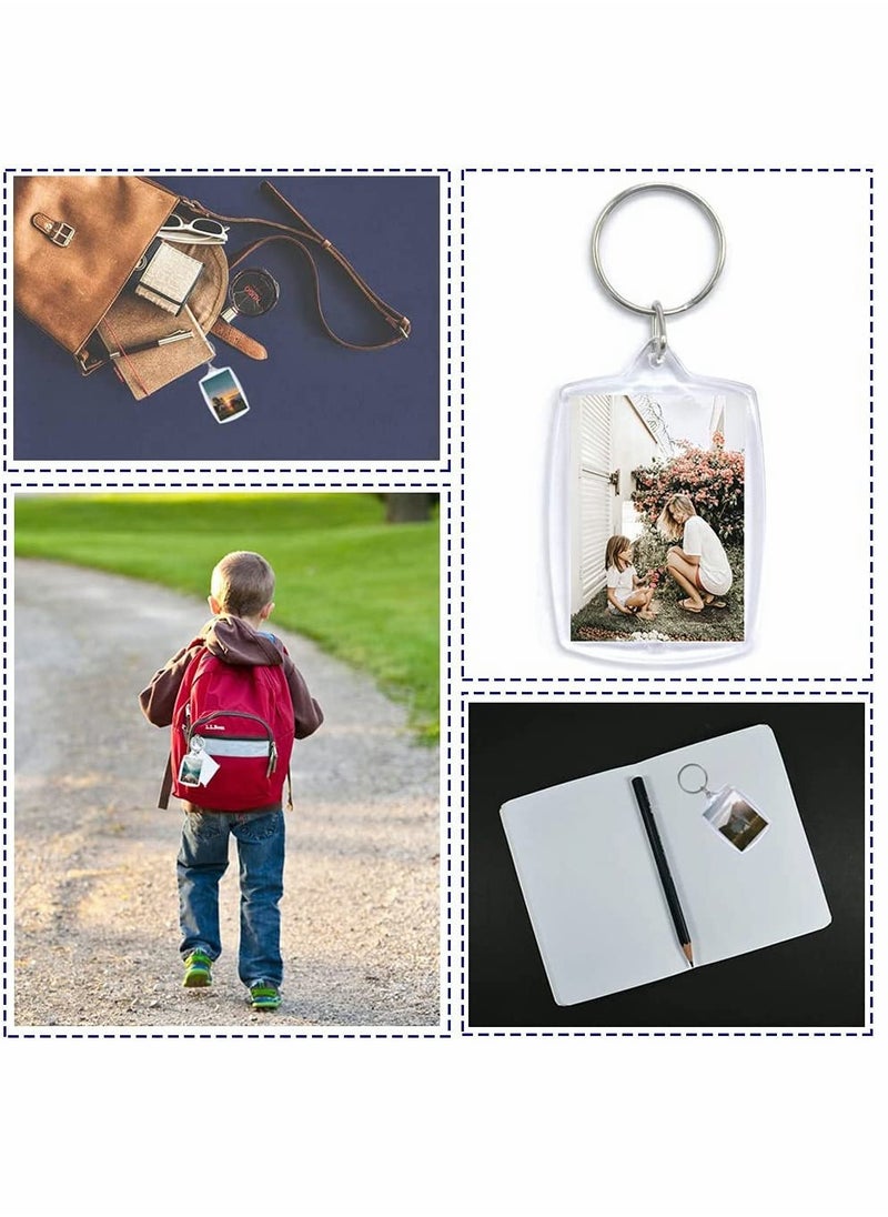 Generic - 30 Pack of Double-Sided Blank Acrylic Photo Keyrings with Split Rings - Clear Keychains for Crafting and Gifting Family and Friends (4 x 5.5cm) - Image 1