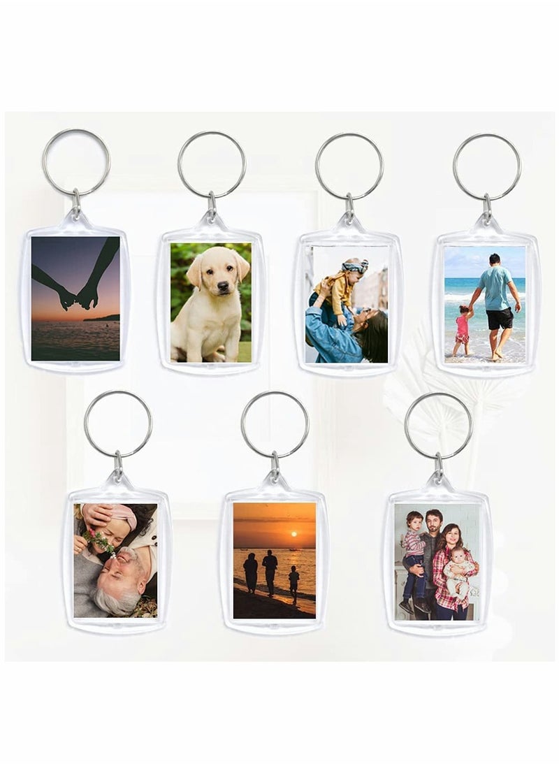 Generic - 30 Pack of Double-Sided Blank Acrylic Photo Keyrings with Split Rings - Clear Keychains for Crafting and Gifting Family and Friends (4 x 5.5cm) - Image 1