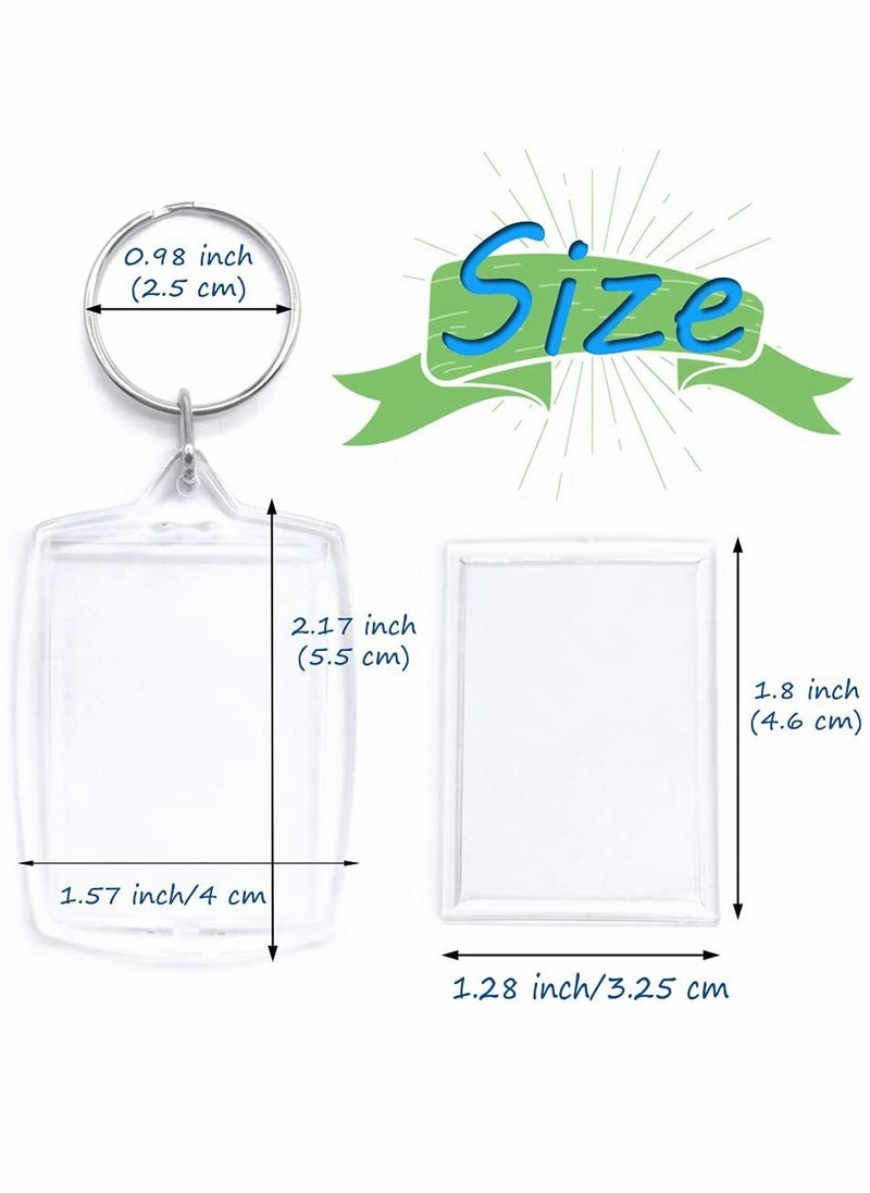Generic - 30 Pack of Double-Sided Blank Acrylic Photo Keyrings with Split Rings - Clear Keychains for Crafting and Gifting Family and Friends (4 x 5.5cm) - Image 1