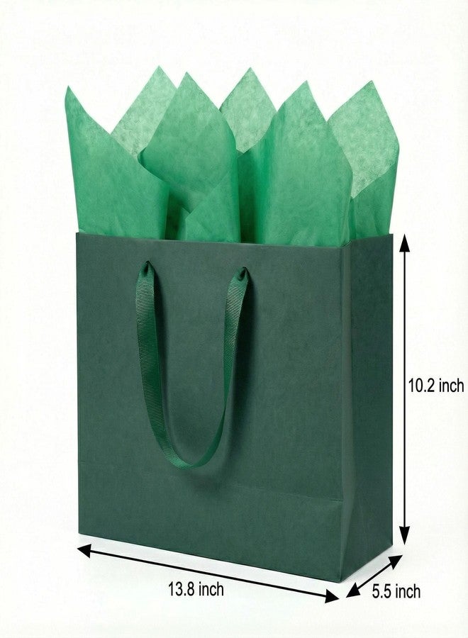 JUNESHE Large Dark Green Gift Bags Set of 3, 13.8 inch Paper Bag with Handles Matching Card Envelop Sticker Tissue Paper for Party Shopping Birthday Wedding Anniversary - Image 2