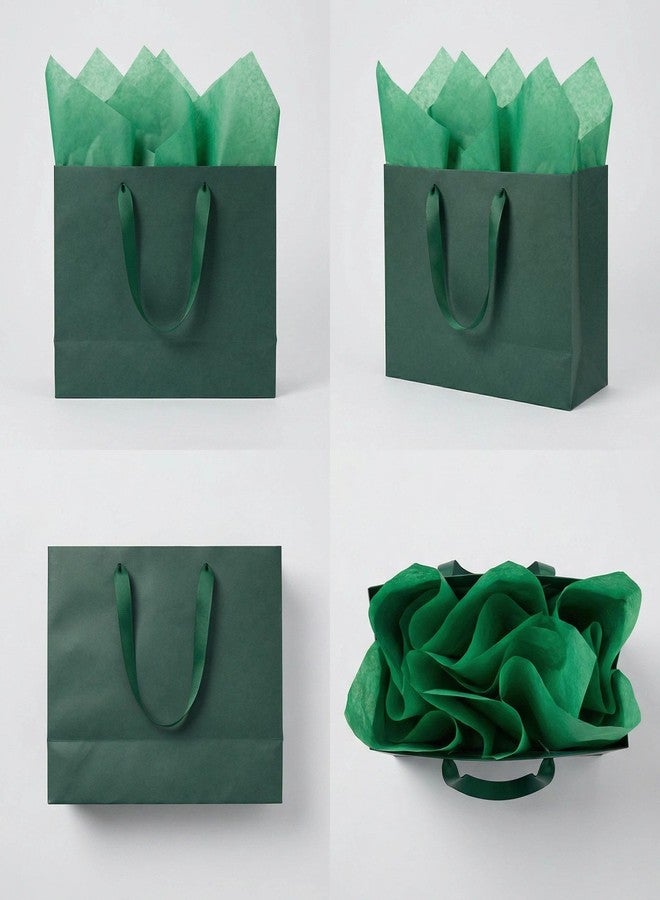 JUNESHE Large Dark Green Gift Bags Set of 3, 13.8 inch Paper Bag with Handles Matching Card Envelop Sticker Tissue Paper for Party Shopping Birthday Wedding Anniversary - Image 4