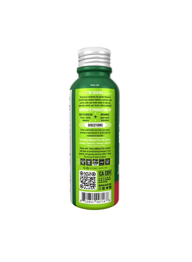 BrainJuice Brain Support Shot, Gluten Free Supplement Shots For Energy & Focus, Healthy Drinks With Alpha Gpc, Vitamin B & Organic Green Tea Extract Caffeine, Strawberry Lemonade, 2.5 Fl Oz, 12 Pack - Image 4