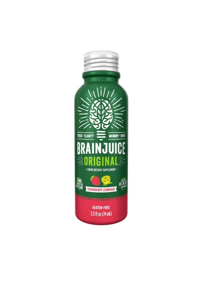 BrainJuice Brain Support Shot, Gluten Free Supplement Shots For Energy & Focus, Healthy Drinks With Alpha Gpc, Vitamin B & Organic Green Tea Extract Caffeine, Strawberry Lemonade, 2.5 Fl Oz, 12 Pack - Image 3