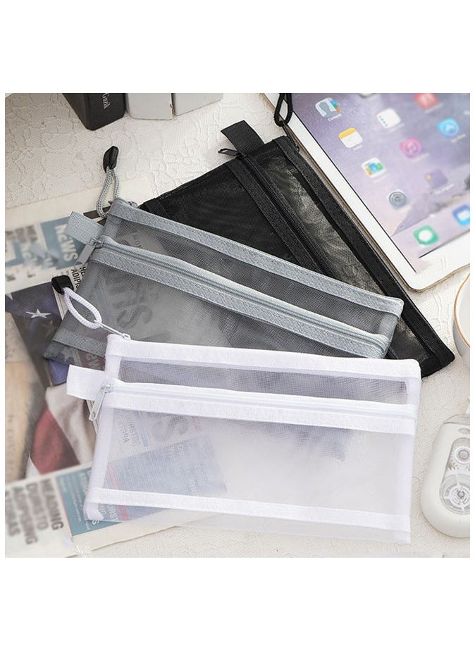 Generic 3 Pcs Mesh Zipper Pen Pouch,Pencil Case Set,Clear Exam Pencil Pouch  - Image 1