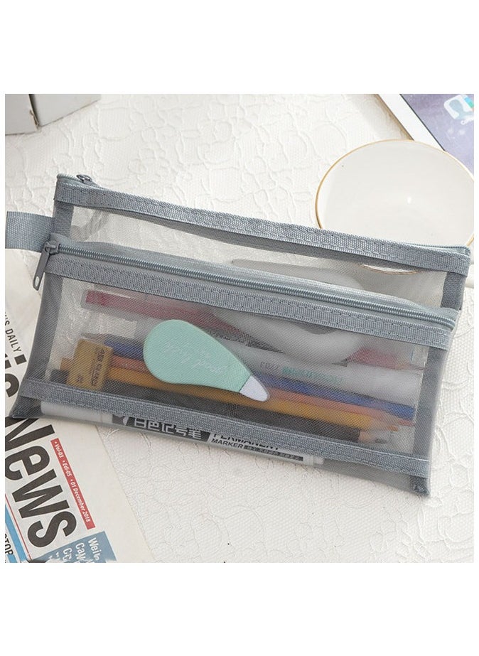 Generic 3 Pcs Mesh Zipper Pen Pouch,Pencil Case Set,Clear Exam Pencil Pouch  - Image 2