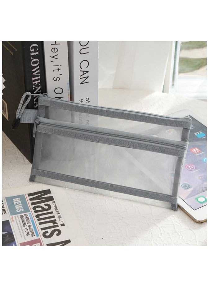 Generic 3 Pcs Mesh Zipper Pen Pouch,Pencil Case Set,Clear Exam Pencil Pouch  - Image 4