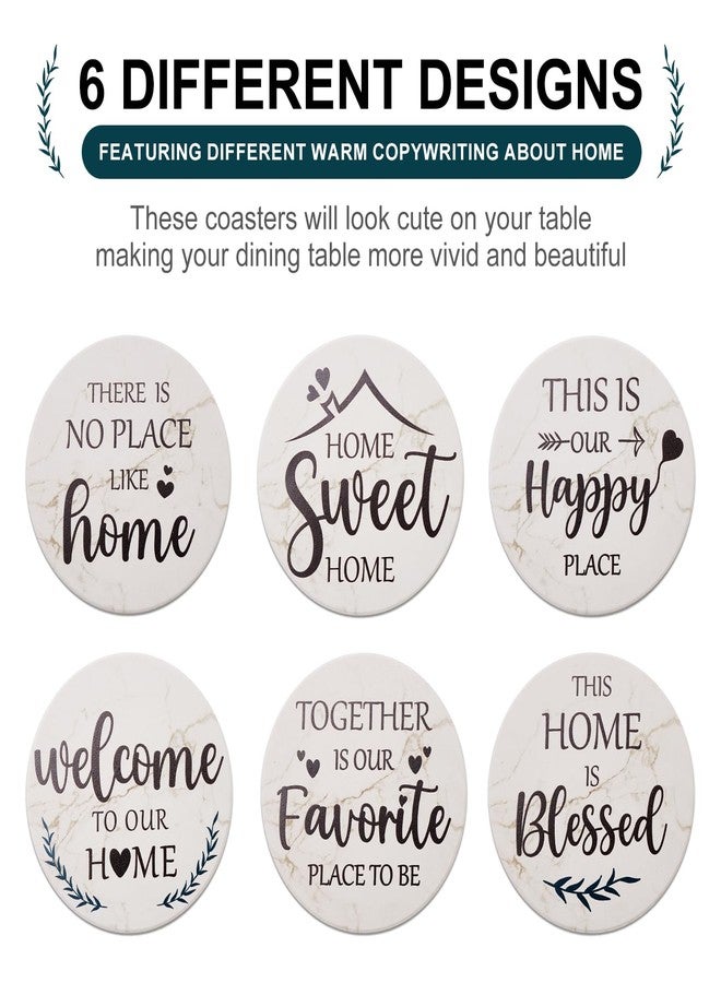 Deceram Housewarming Gifts for New Home Farmhouse Decor Coasters Set of 6 Pack Ceramic Coasters for Coffee Table Cup Coasters Modern House Warming Gift Decorations Cute Marble Drink Coasters Set - Image 5