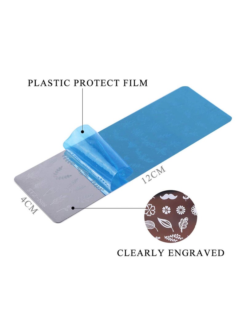 Excefore Nail Art Stamping Templates Manicure Tool Kit 6Pcs Nail Stamping Plates Flower Animal Pattern Manicure Print Tools for DIY Nail Art Designs - Image 3