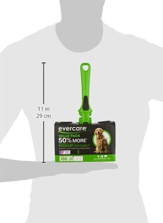 Evercare All Purpose Pet Hair Lint Roller with 2 Refills, 180 Total Sheets - Reusable Sticky Roller for Pet Hair, Cat & Dog Hair Remover, Lint Remover, Pet Hair Remover for Furniture, Clothing & Cars - Image 3
