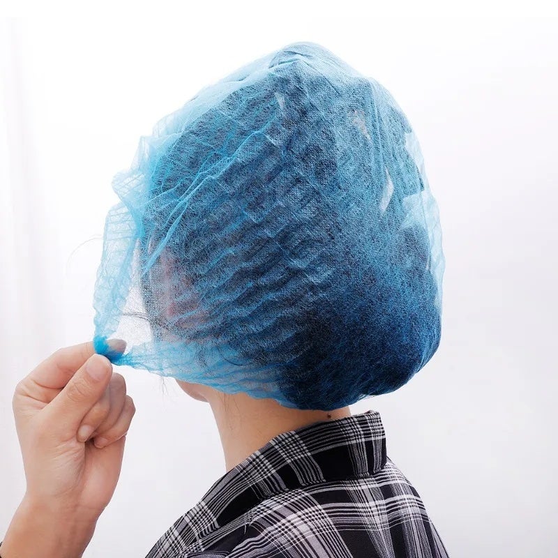 100-50pcs Non Woven Fabric Head Cover Disposable Stretch Net Hair Hat Bouffant Caps Cooking Dust Strip Hat For Kitchen Bathroom - Image 4