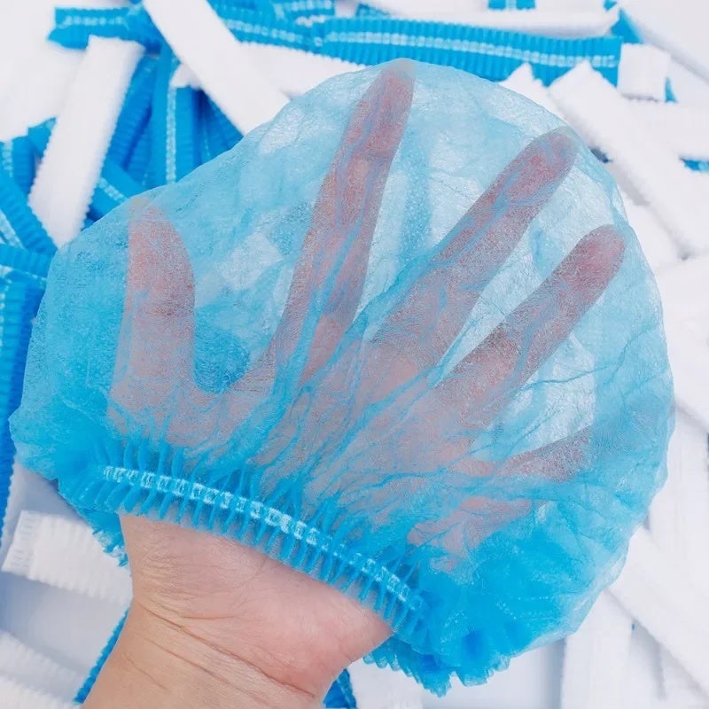 100-50pcs Non Woven Fabric Head Cover Disposable Stretch Net Hair Hat Bouffant Caps Cooking Dust Strip Hat For Kitchen Bathroom - Image 3