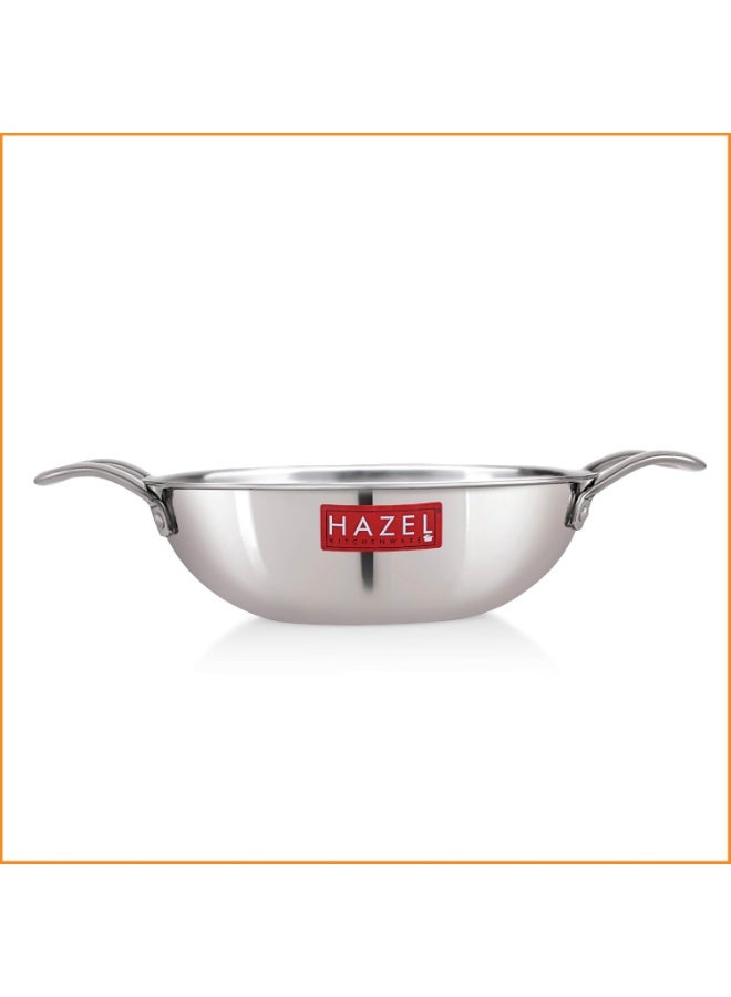 HAZEL Triply Stainless Steel Kadhai, 5 Litre | Induction Bottom Karahi, 31.9 cm | Aluminium Core Tri Ply Kadai for Daily Cooking - Image 4