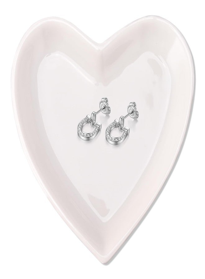 QUELIEN Heart-Shaped White Jewelry Tray for Rings, Earrings, and Necklaces - Elegant Ceramic Trinket Dish and Key Holder Bowl for Women and Girls, Perfect for Home Decor and Organizing - Image 1