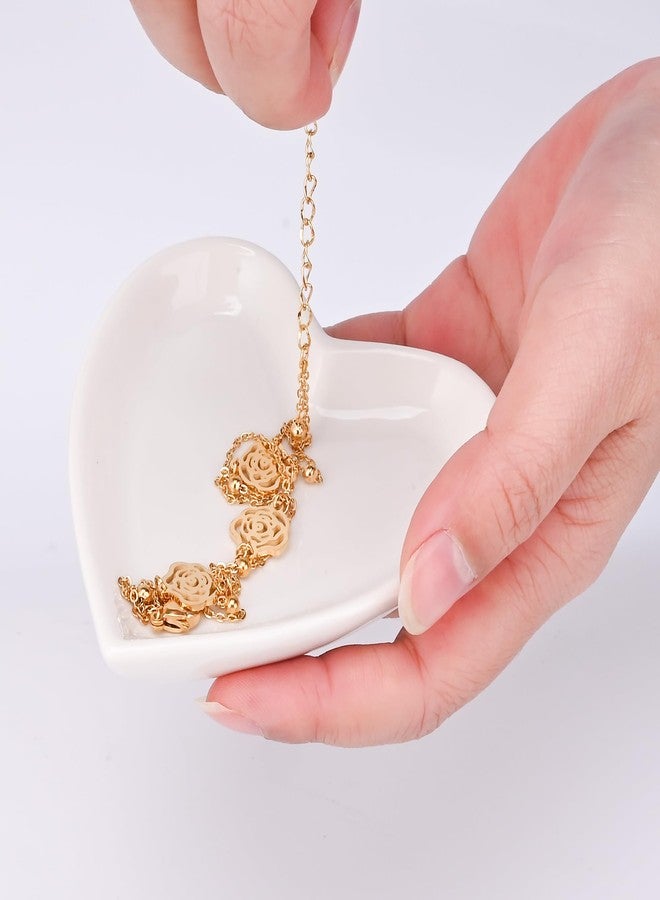 QUELIEN Heart-Shaped White Jewelry Tray for Rings, Earrings, and Necklaces - Elegant Ceramic Trinket Dish and Key Holder Bowl for Women and Girls, Perfect for Home Decor and Organizing - Image 3