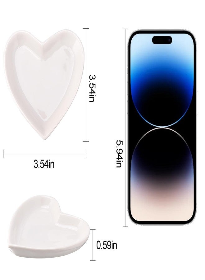 QUELIEN Heart-Shaped White Jewelry Tray for Rings, Earrings, and Necklaces - Elegant Ceramic Trinket Dish and Key Holder Bowl for Women and Girls, Perfect for Home Decor and Organizing - Image 2