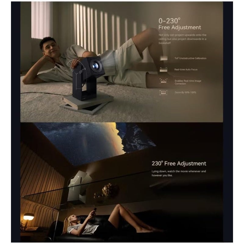 جهاز عرض مسرحي منزلي محمول لاستخدام غرفة المعيشة، جسم بلاستيكي ABS، لون أزرق منتصف الليل، دقة Full HD 1080P مع التركيز التلقائي وتصحيح الانحراف التلقائي - Image 5