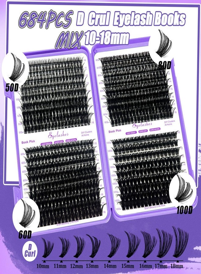 DNSGOOR DIY Lash Extension Kit 804Pcs D Curl Individual Lash Clusters Eyelashes Extension Set with Mirror Lash Storage Box Lash Bond&Seal Glue Remover Tweezers Lash Brush Applicator - Image 3