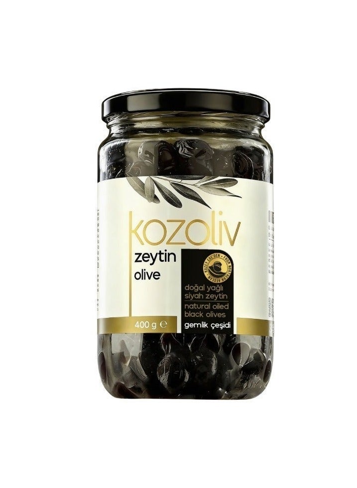 Kozoliv Oiled Premium Turkish Black Olives 400 gr - Image 1