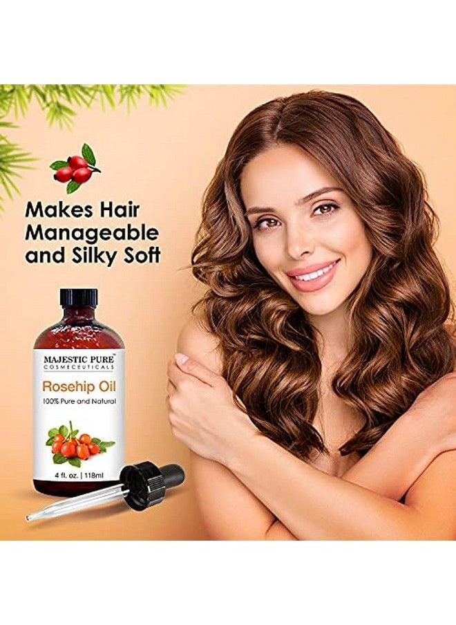 Majestic Pure - Rosehip Oil For Face Nails Hair And Skin Pure & Natural Cold Pressed Premium Rose Hip Seed Oil 4 Fl Oz - Image 1