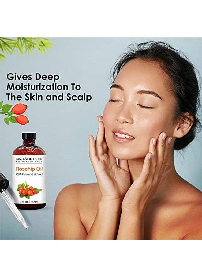 Majestic Pure - Rosehip Oil For Face Nails Hair And Skin Pure & Natural Cold Pressed Premium Rose Hip Seed Oil 4 Fl Oz - Image 1